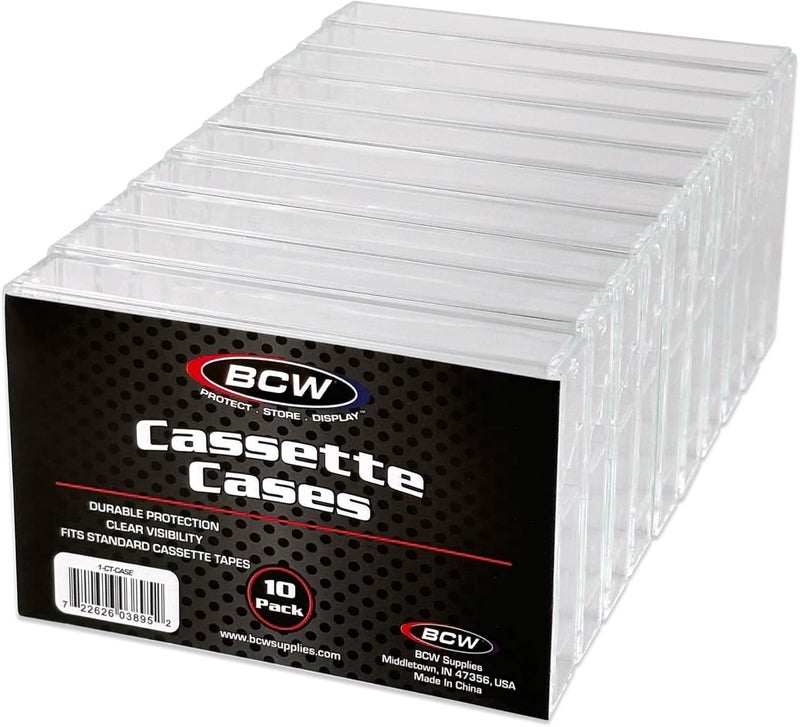 BCW Cassette Tape Case | CE Accessory | 10 Pack | Clear Polystyrene Norelco-Style Cases for Audio Cassette Storage & Protection - Image 1